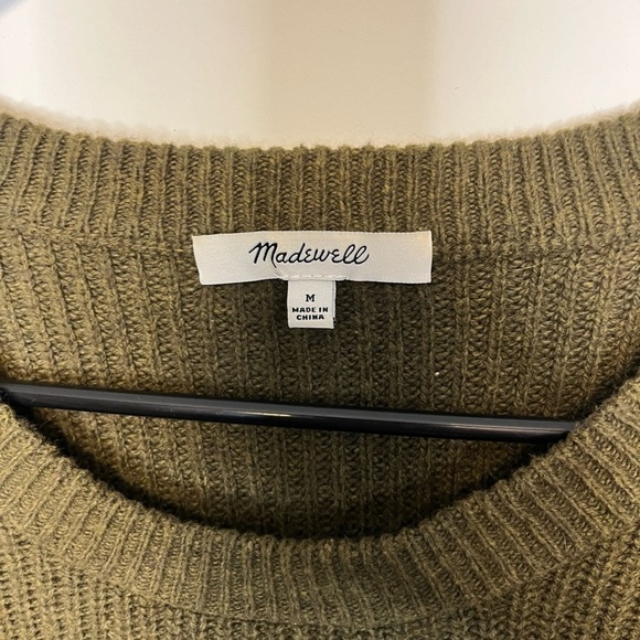 Madewell Thompson Pocket Pullover Sweater Dark Olive Green Oversized Ribbed M - Picture 7 of 11